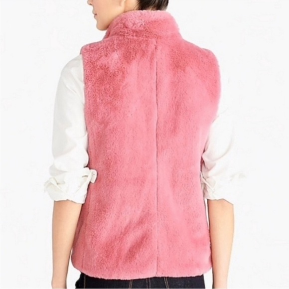 J. CREW Rose Pink Faux Fur Vest Fuzzy Size Small - Picture 4 of 9